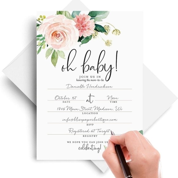 Oh Baby! Floral Boho Baby Shower Invitations - Picture 4 of 4